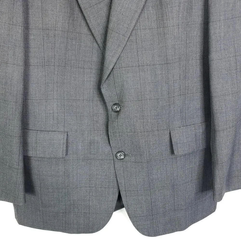 Hart Schaffner Marx Blazer Mens 42R Heritage Plus Plaid Two Button Gray